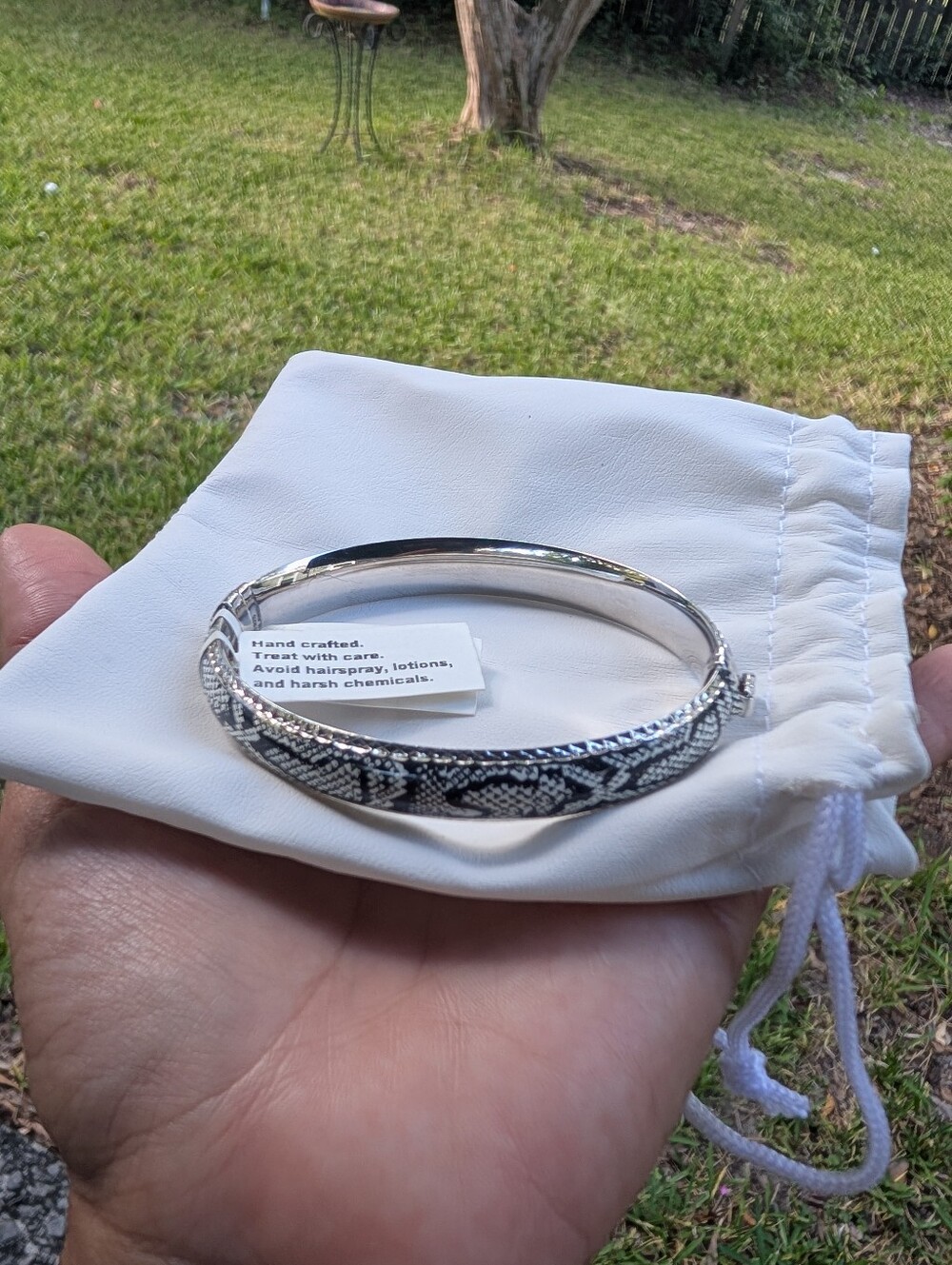 Nwt 925 Sterling Silver Snakeskin Enamel Bangle